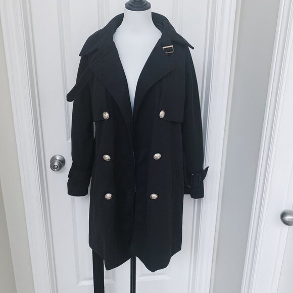 NWT Women's Double Breasted Long Sleeve Lapel Belt Quilted Trench Coat Jacket - Picture 7 of 9